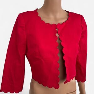 Marks Spencer Red Jacket Scalloped Bolero Autograph 6